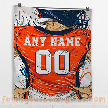 Custom Premium Quilt Blanket Denver Jersey American Football Personalized Quilt Gifts for Her & Him